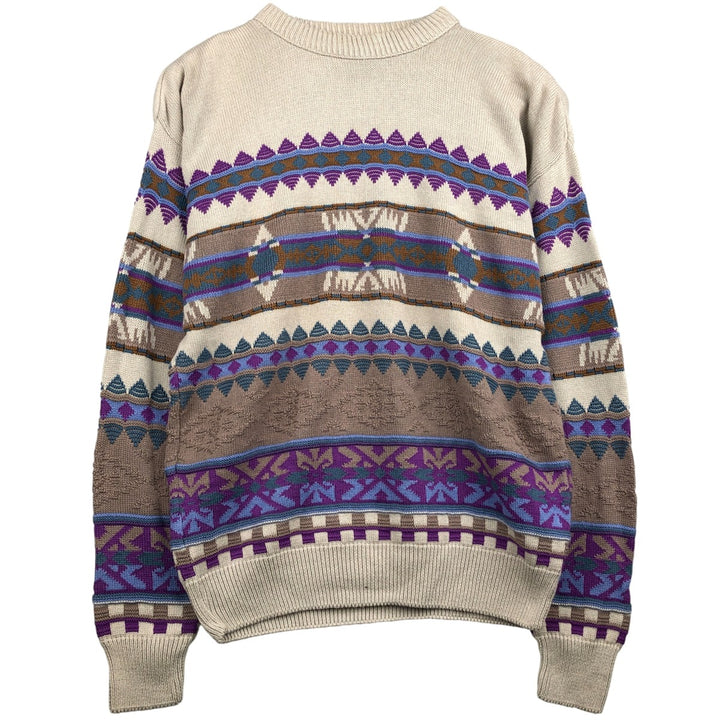 Vintage 1980'S Pendleton High Grade Western Wear Native Pattern Cotton Knit Sweater, Made in USA, Men's Size XL cotton gray type Vintage Second Hand