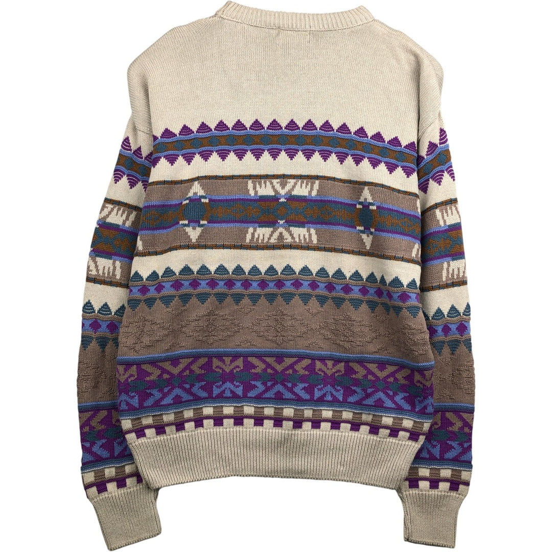 Vintage 1980'S Pendleton High Grade Western Wear Native Pattern Cotton Knit Sweater, Made in USA, Men's Size XL cotton gray type Vintage Second Hand