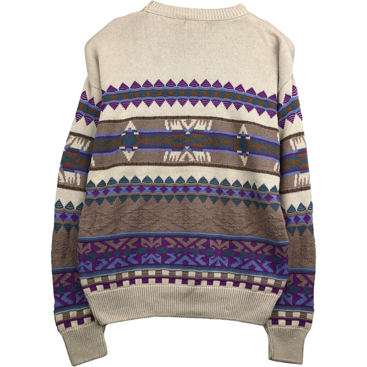 Vintage 1980'S Pendleton High Grade Western Wear Native Pattern Cotton Knit Sweater, Made in USA, Men's Size XL cotton gray type Vintage Second Hand
