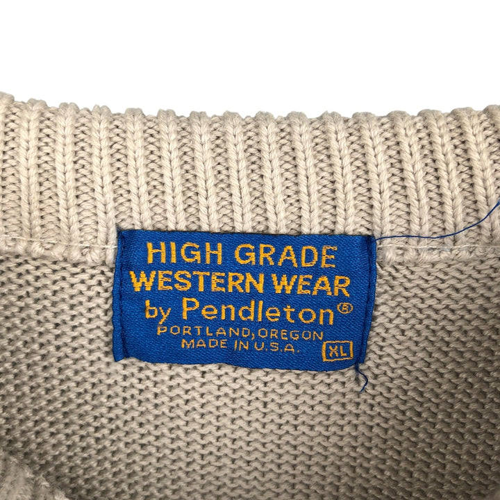 Vintage 1980'S Pendleton High Grade Western Wear Native Pattern Cotton Knit Sweater, Made in USA, Men's Size XL cotton gray type Vintage Second Hand