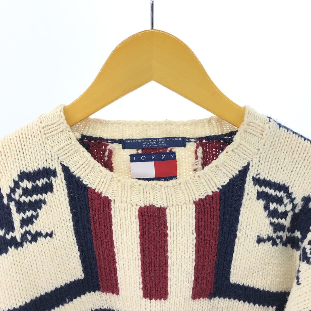 90'S Tommy Hilfiger HAND KNIT hand knit wool sweater men's size M vintage /eaa472467