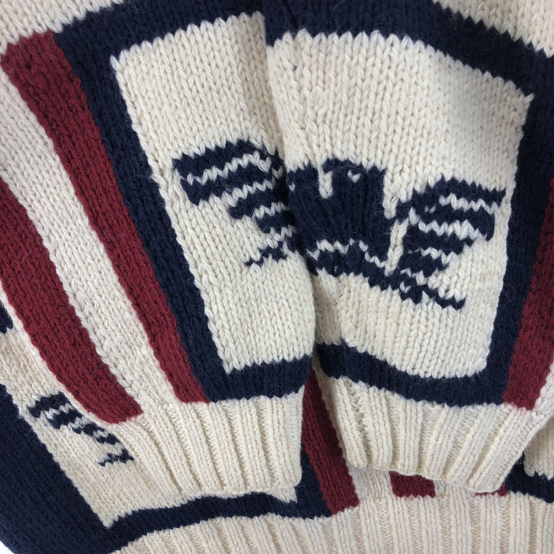 90'S Tommy Hilfiger HAND KNIT hand knit wool sweater men's size M vintage /eaa472467