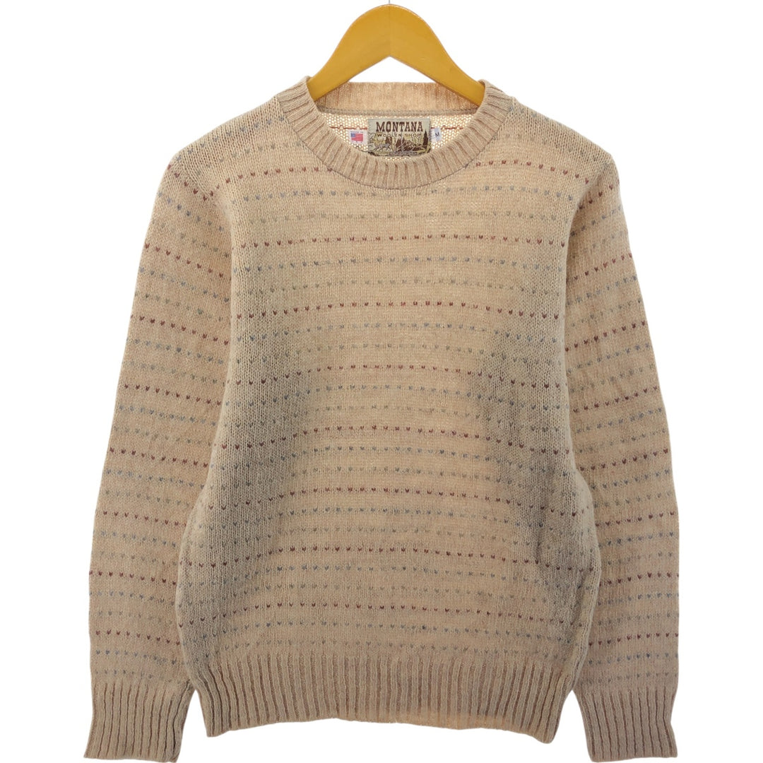MONTANA WOOLEN SHOP Birdseye Pattern Knit Sweater Made in USA Men's M size /eaa472468