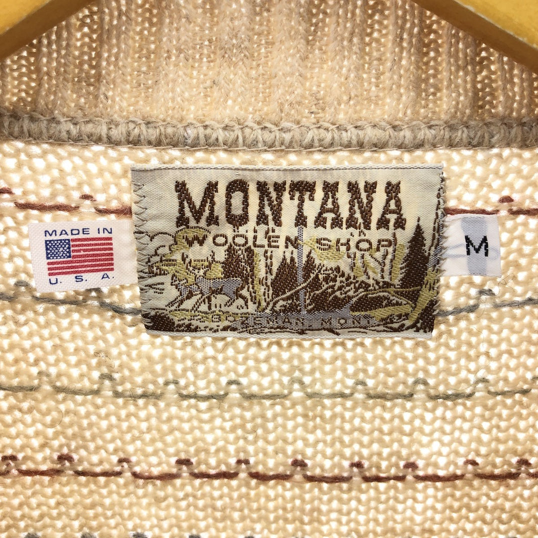 MONTANA WOOLEN SHOP Birdseye Pattern Knit Sweater Made in USA Men's M size /eaa472468