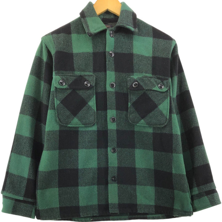 ~70'S BRENT Buffalo Check Wool Box Shirt, Men's M, Vintage /eaa472484