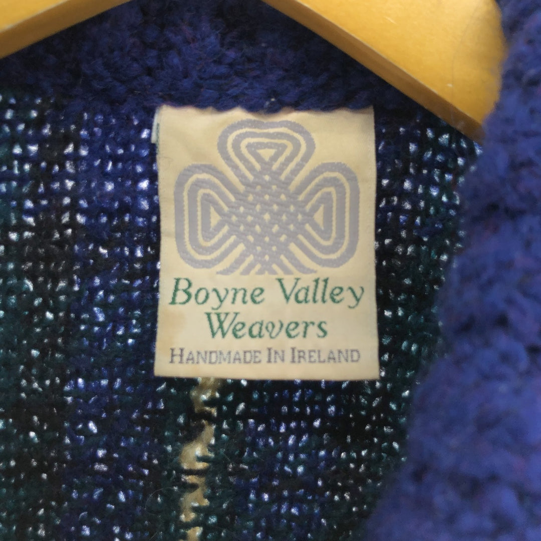 Boyne Valley Weavers Check Pattern Wool Knit Full Zip Sweater Men's L size / eaa472512