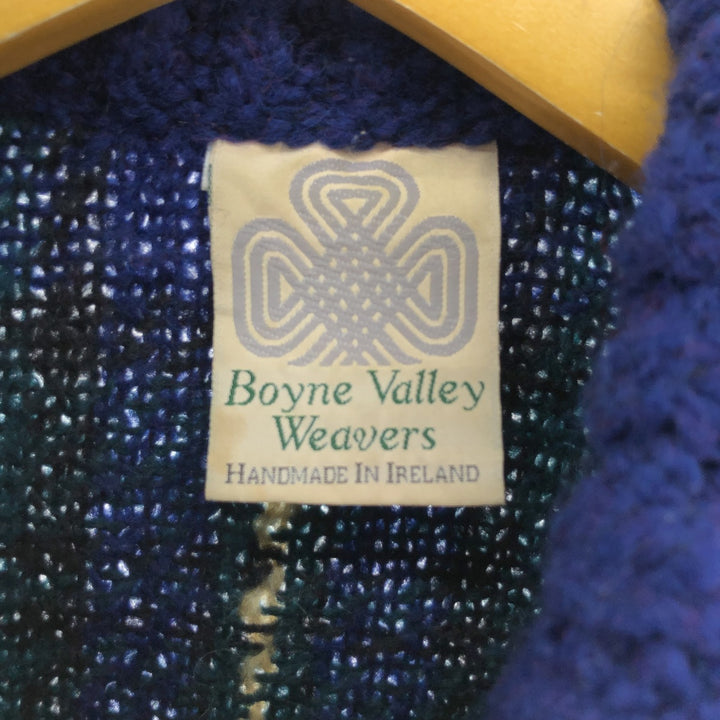 Boyne Valley Weavers Check Pattern Wool Knit Full Zip Sweater Men's L size / eaa472512