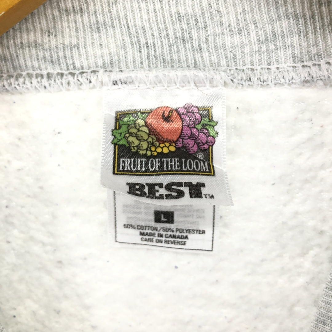 90'S Fruit of the Loom Dog Print Animal Sweatshirt, Made in Canada, Men's Size L, Vintage cotton gray type Vintage Second Hand