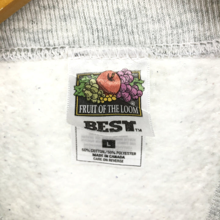 90'S Fruit of the Loom Dog Print Animal Sweatshirt, Made in Canada, Men's Size L, Vintage cotton gray type Vintage Second Hand
