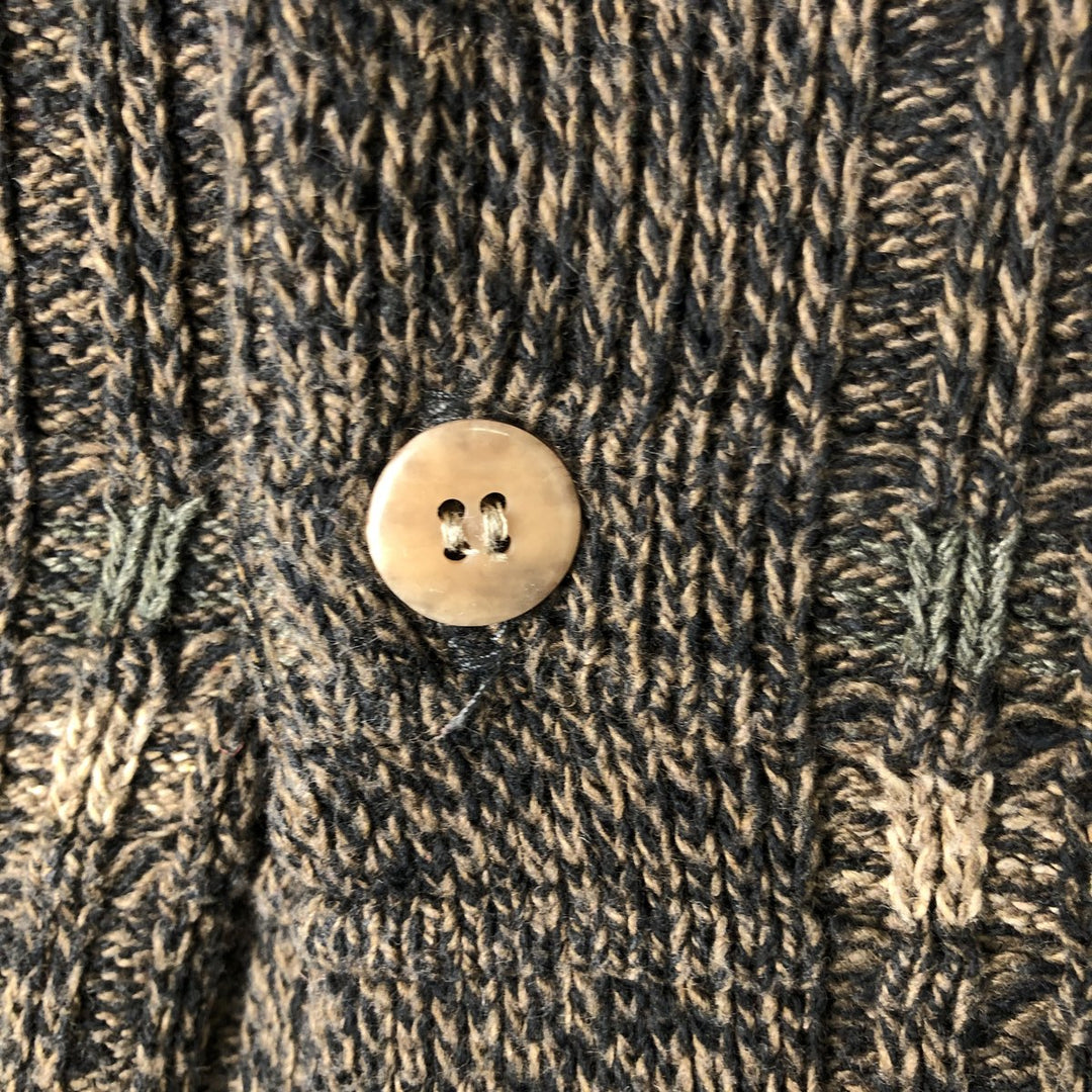 90'S LIBERTY SWEATERS all-over print polo knit sweater, made in the USA, men's size XL, vintage cotton Khaki type sage green Vintage Second Hand