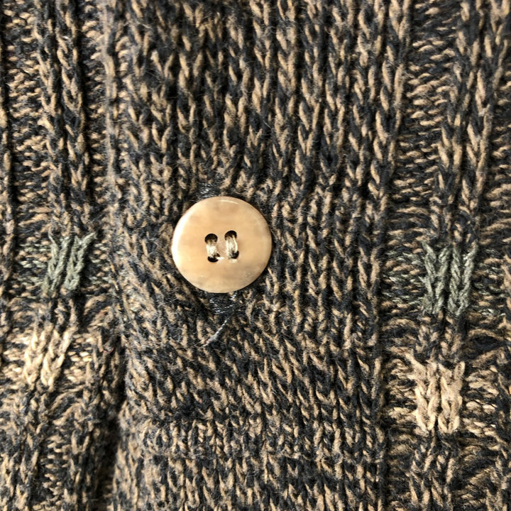 90'S LIBERTY SWEATERS all-over print polo knit sweater, made in the USA, men's size XL, vintage cotton Khaki type sage green Vintage Second Hand
