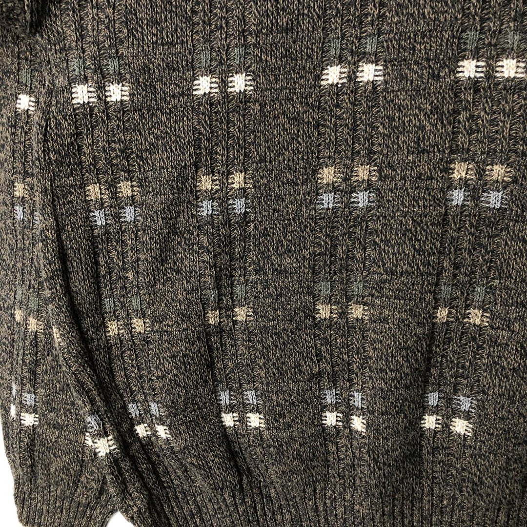 90'S LIBERTY SWEATERS all-over print polo knit sweater, made in the USA, men's size XL, vintage cotton Khaki type sage green Vintage Second Hand