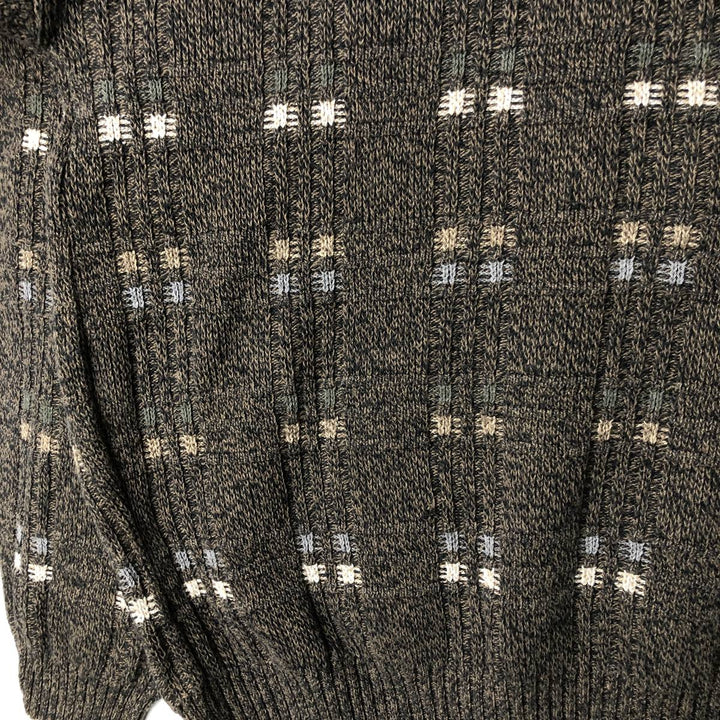 90'S LIBERTY SWEATERS all-over print polo knit sweater, made in the USA, men's size XL, vintage cotton Khaki type sage green Vintage Second Hand