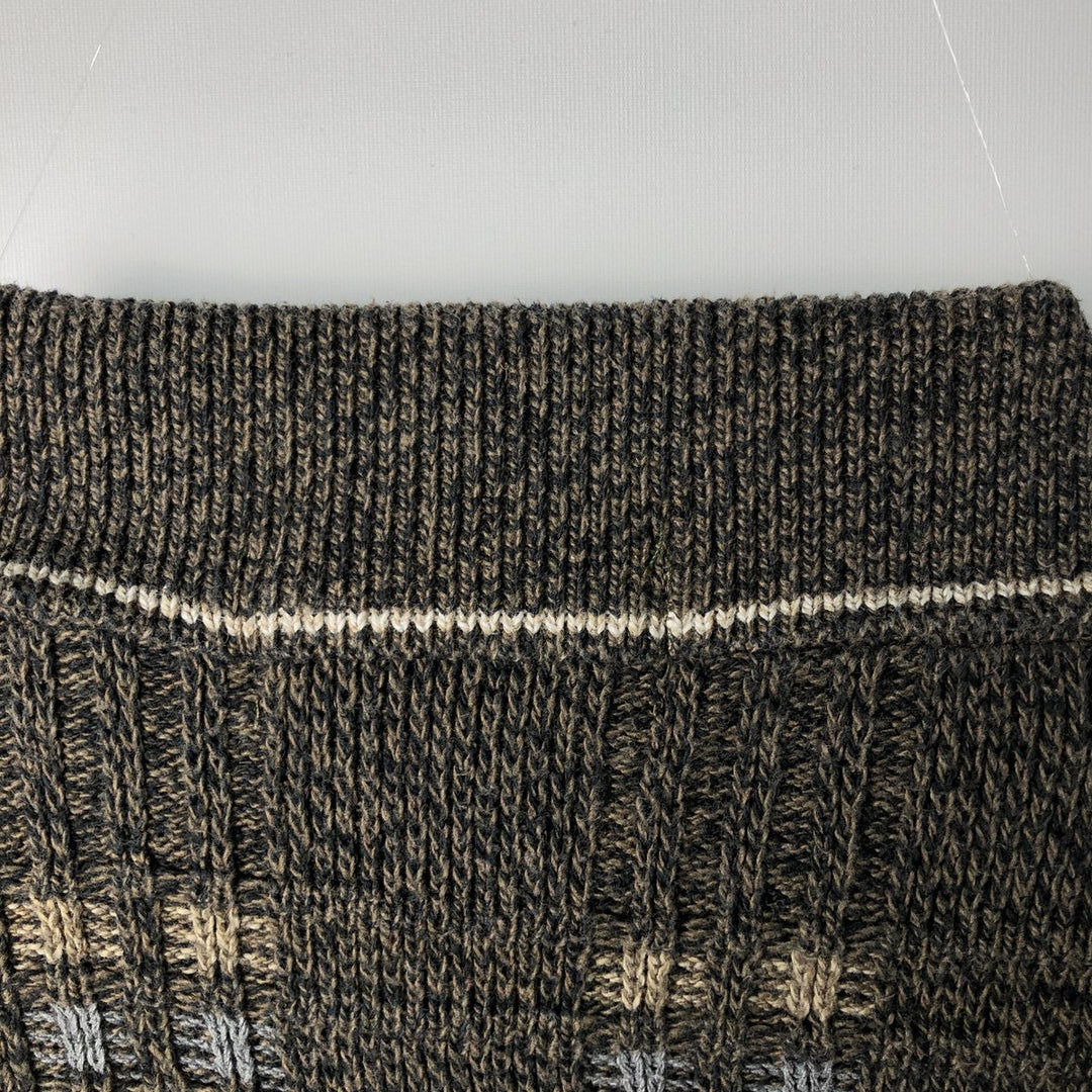 90'S LIBERTY SWEATERS all-over print polo knit sweater, made in the USA, men's size XL, vintage cotton Khaki type sage green Vintage Second Hand