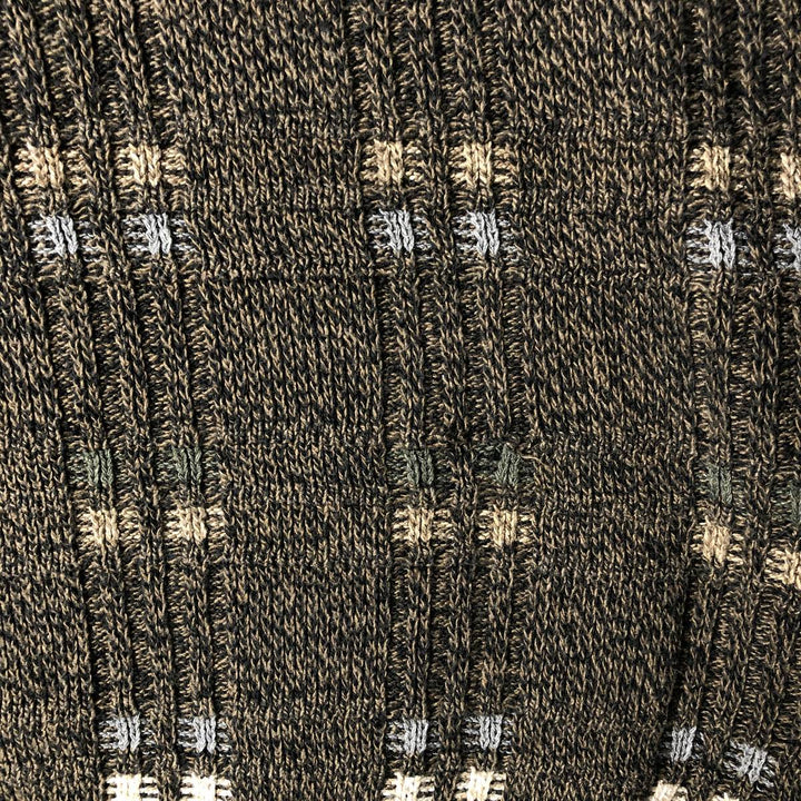 90'S LIBERTY SWEATERS all-over print polo knit sweater, made in the USA, men's size XL, vintage cotton Khaki type sage green Vintage Second Hand