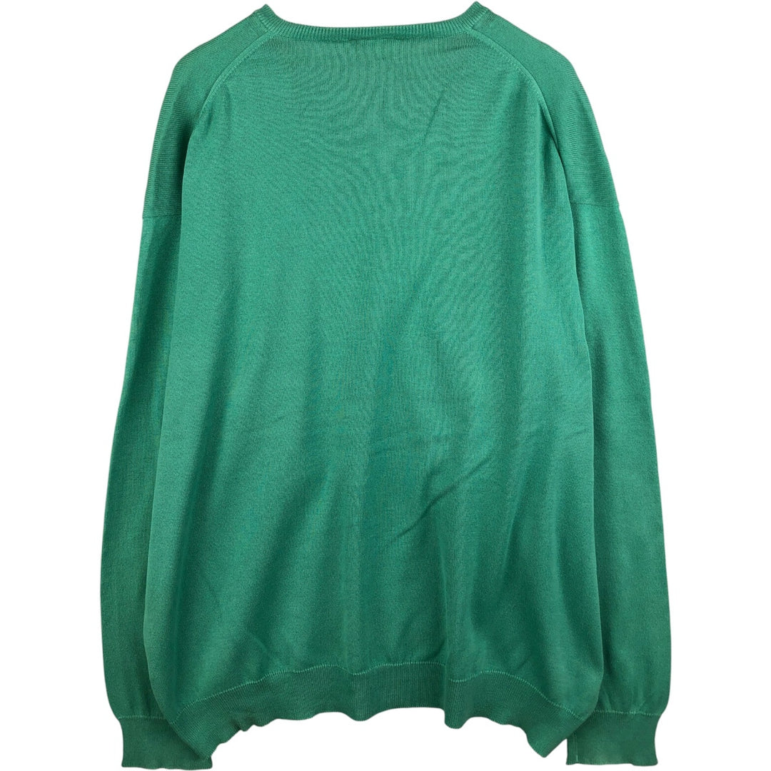 Lacoste V-neck cotton knit sweater, men's size XXXL cotton green type Vintage Second Hand