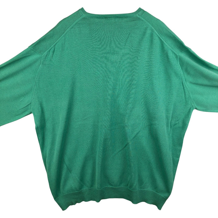 Lacoste V-neck cotton knit sweater, men's size XXXL cotton green type Vintage Second Hand