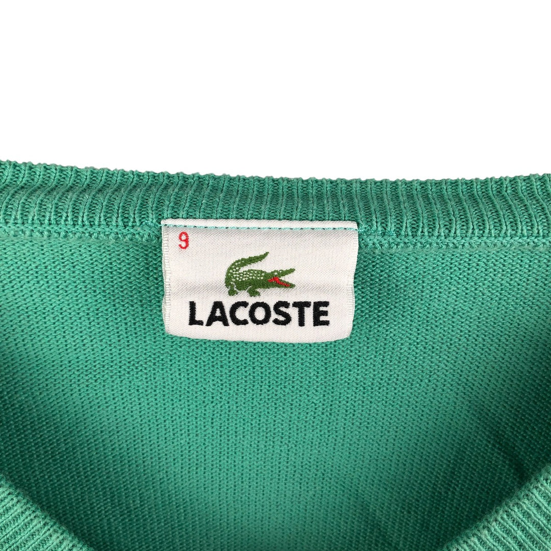Lacoste V-neck cotton knit sweater, men's size XXXL cotton green type Vintage Second Hand