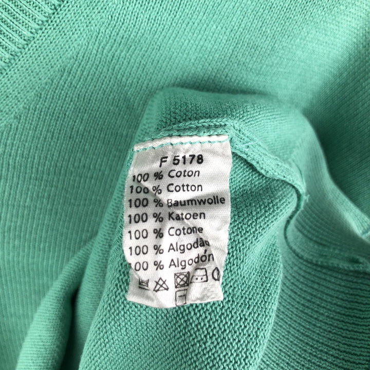 Lacoste V-neck cotton knit sweater, men's size XXXL cotton green type Vintage Second Hand