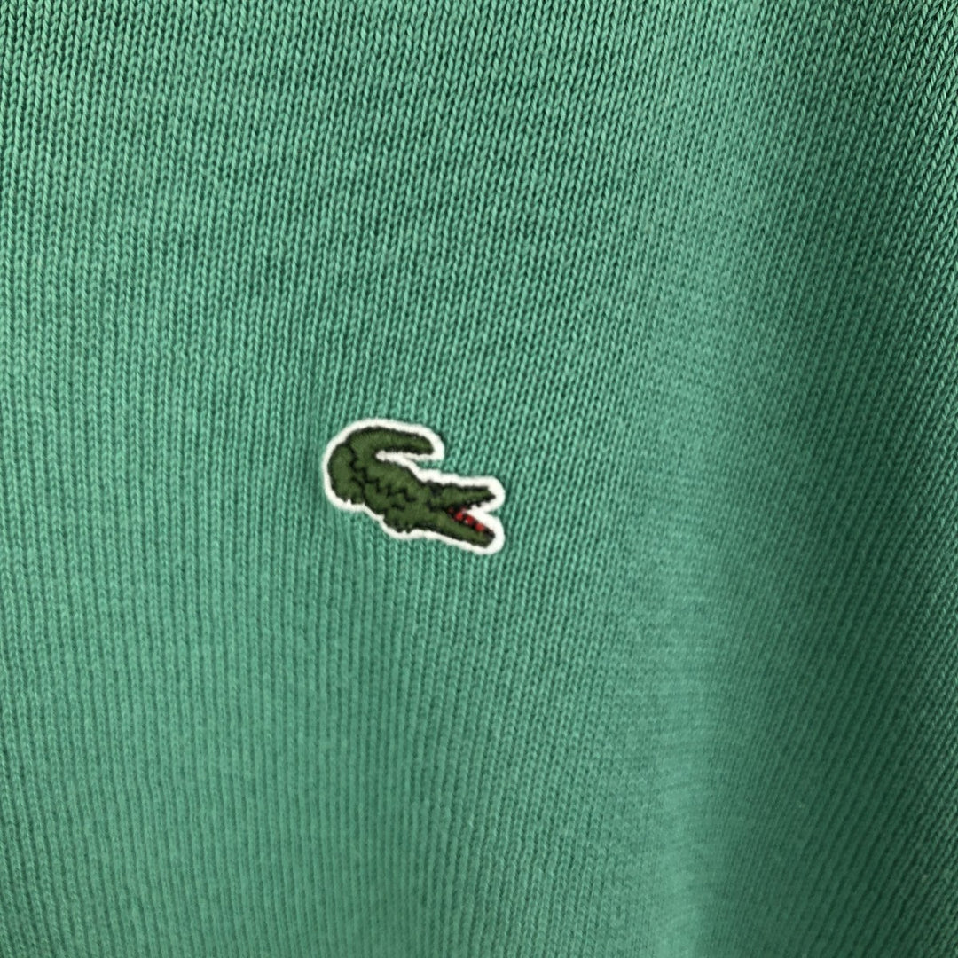 Lacoste V-neck cotton knit sweater, men's size XXXL cotton green type Vintage Second Hand