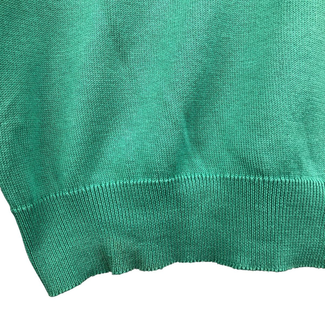 Lacoste V-neck cotton knit sweater, men's size XXXL cotton green type Vintage Second Hand