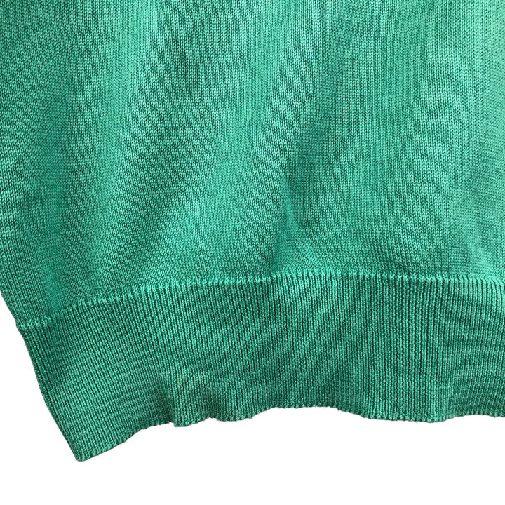 Lacoste V-neck cotton knit sweater, men's size XXXL cotton green type Vintage Second Hand
