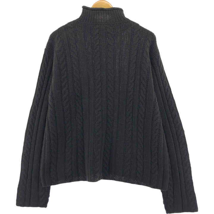 90'S J.Crew Cable Knit HAND KNIT Hand Knit Roll Neck High Neck Wool Knit Sweater Men's L size /eaa472646