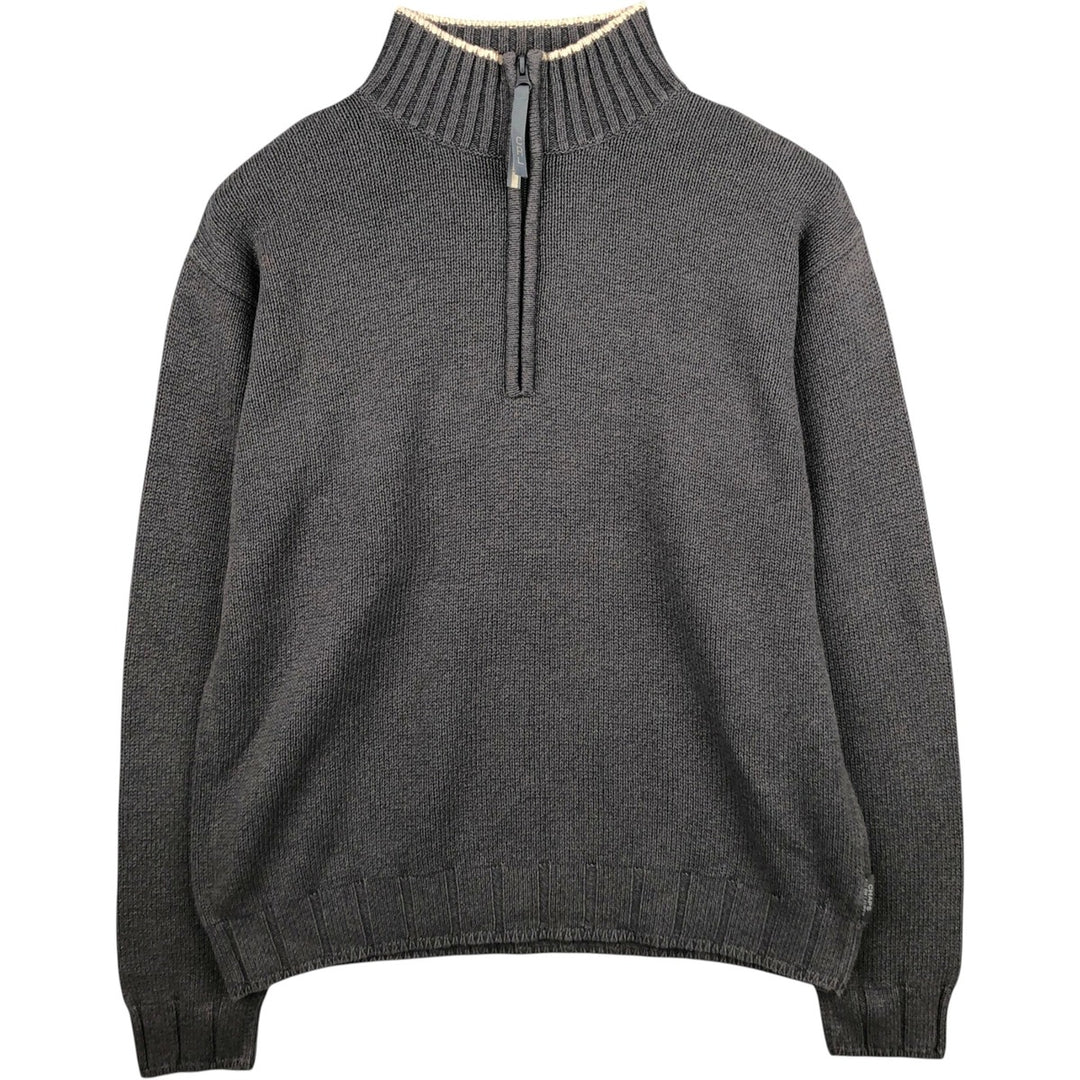 Ralph Lauren CHAPS Cotton Knit Half Zip Sweater, Men's Size L cotton Charcoal Vintage Second Hand
