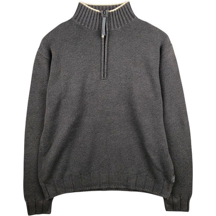 Ralph Lauren CHAPS Cotton Knit Half Zip Sweater, Men's Size L cotton Charcoal Vintage Second Hand