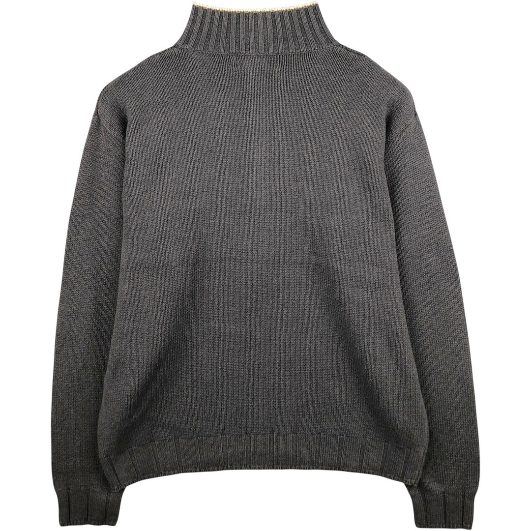 Ralph Lauren CHAPS Cotton Knit Half Zip Sweater, Men's Size L cotton Charcoal Vintage Second Hand