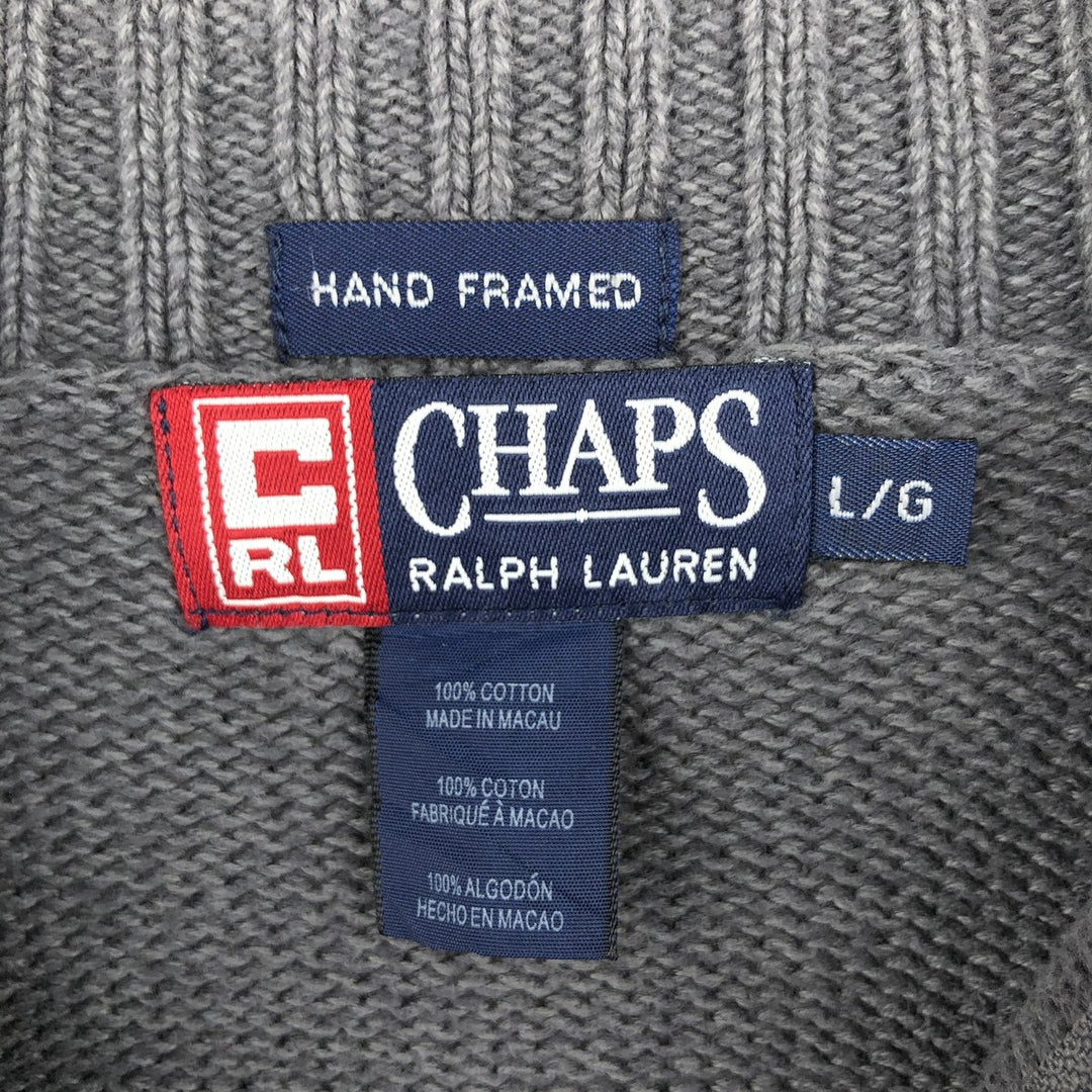 Ralph Lauren CHAPS Cotton Knit Half Zip Sweater, Men's Size L cotton Charcoal Vintage Second Hand