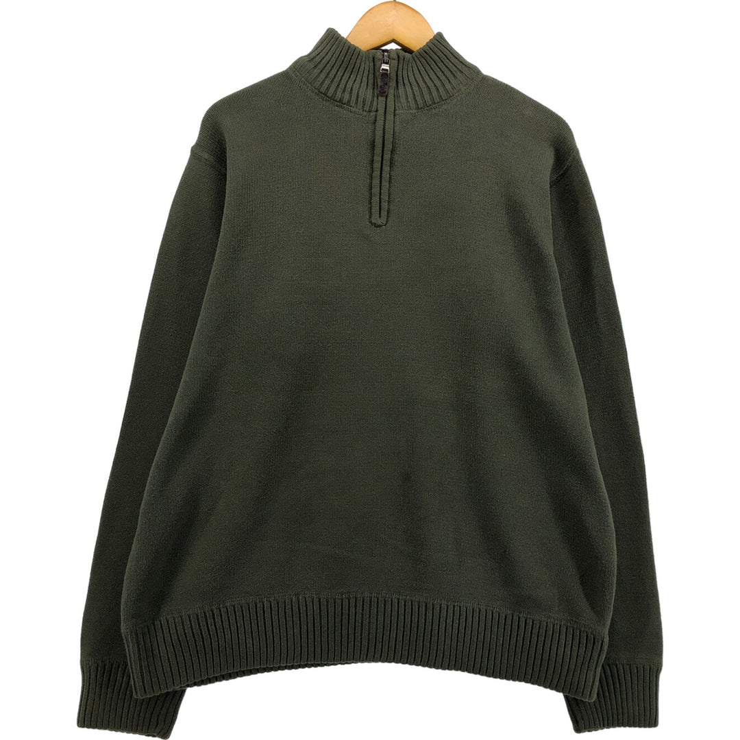 2000'S Eddie Bauer Cotton Knit Half-Zip Sweater, Men's XL cotton Khaki type Vintage Second Hand