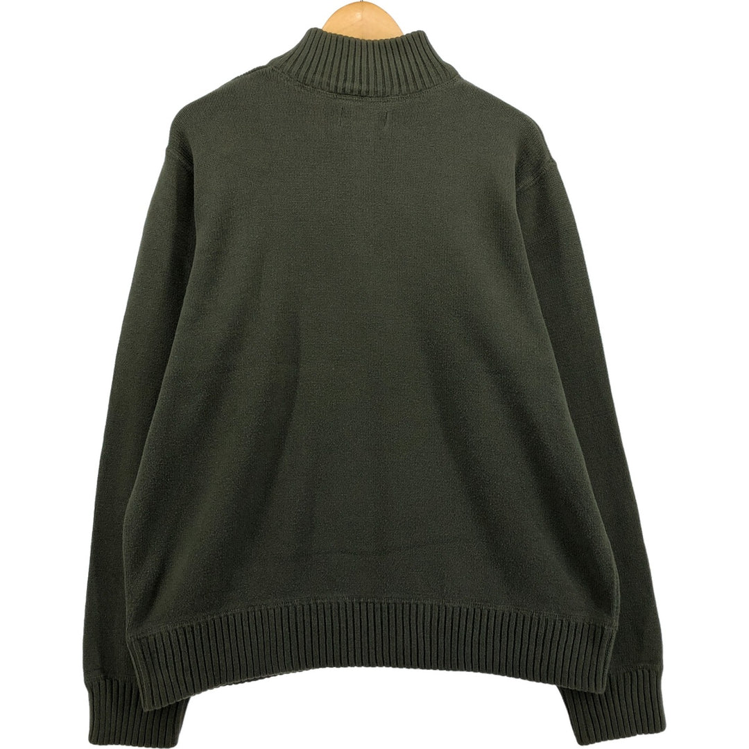 2000'S Eddie Bauer Cotton Knit Half-Zip Sweater, Men's XL cotton Khaki type Vintage Second Hand