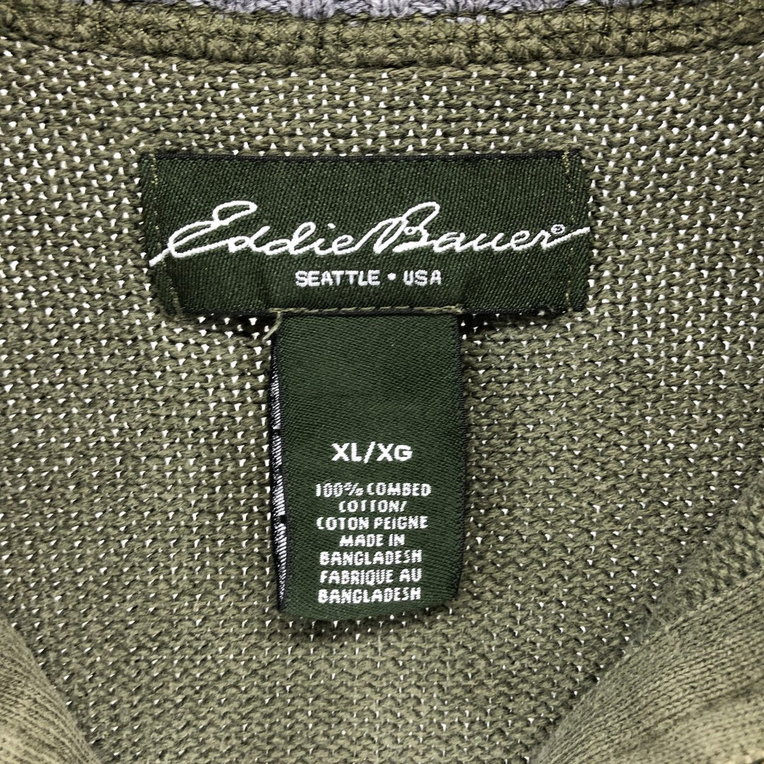2000'S Eddie Bauer Cotton Knit Half-Zip Sweater, Men's XL cotton Khaki type Vintage Second Hand