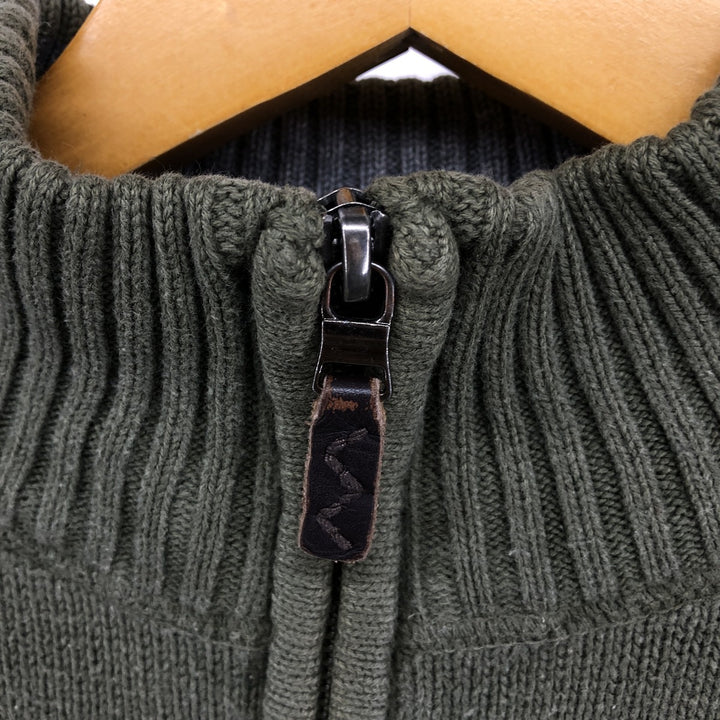 2000'S Eddie Bauer Cotton Knit Half-Zip Sweater, Men's XL cotton Khaki type Vintage Second Hand