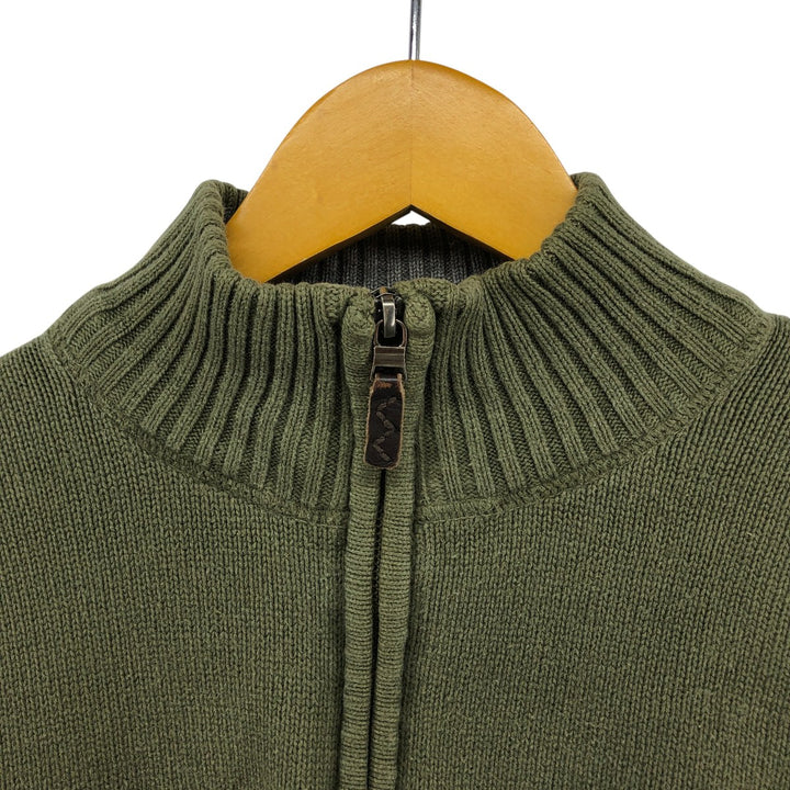 2000'S Eddie Bauer Cotton Knit Half-Zip Sweater, Men's XL cotton Khaki type Vintage Second Hand