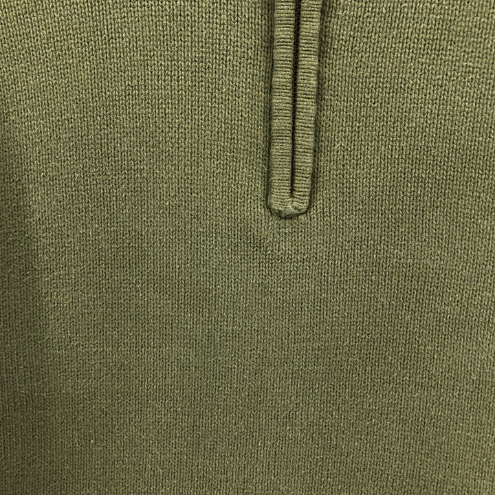 2000'S Eddie Bauer Cotton Knit Half-Zip Sweater, Men's XL cotton Khaki type Vintage Second Hand
