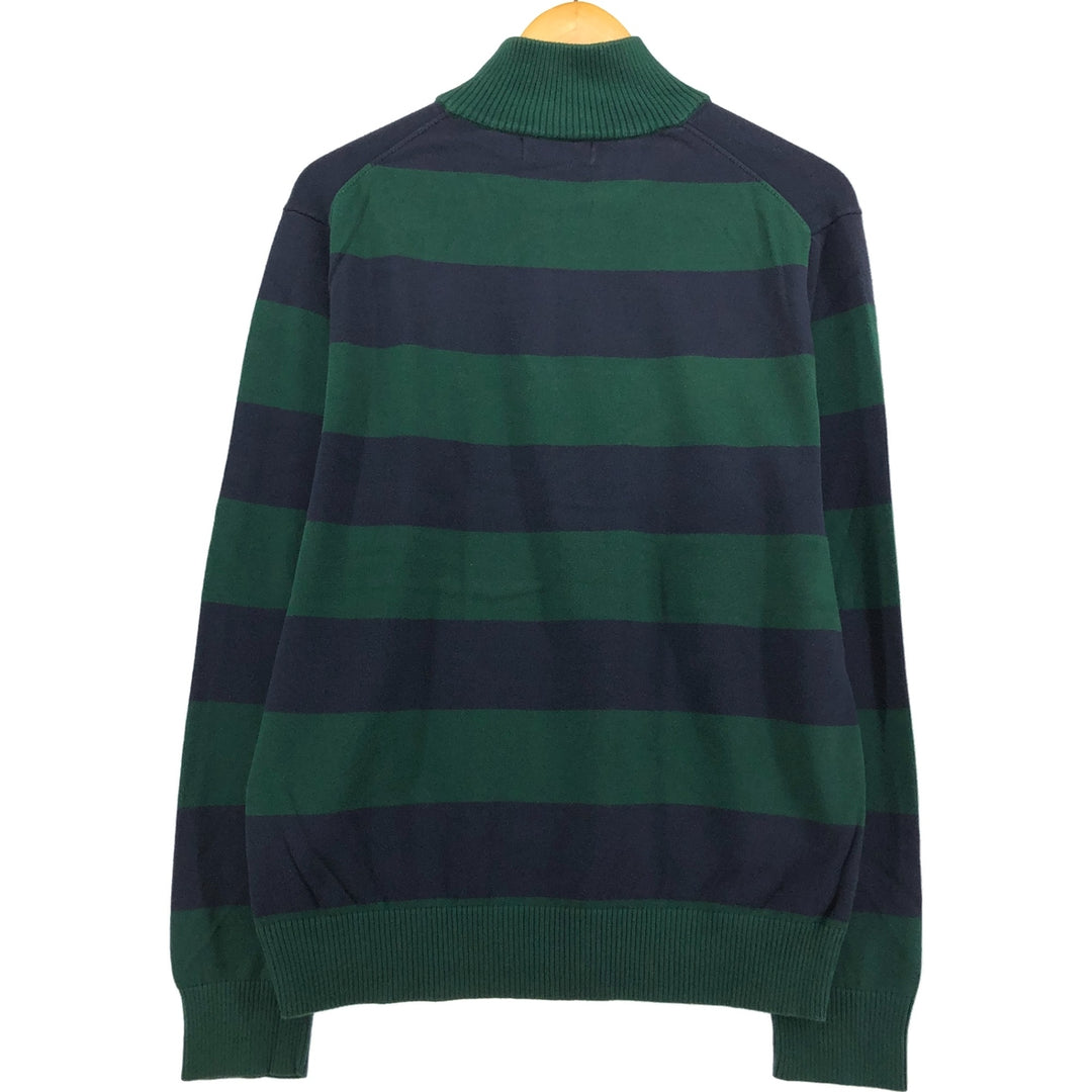 2000'S Nautica Striped Cotton Knit Half-Zip Sweater, Men's Size M cotton green type Vintage Second Hand