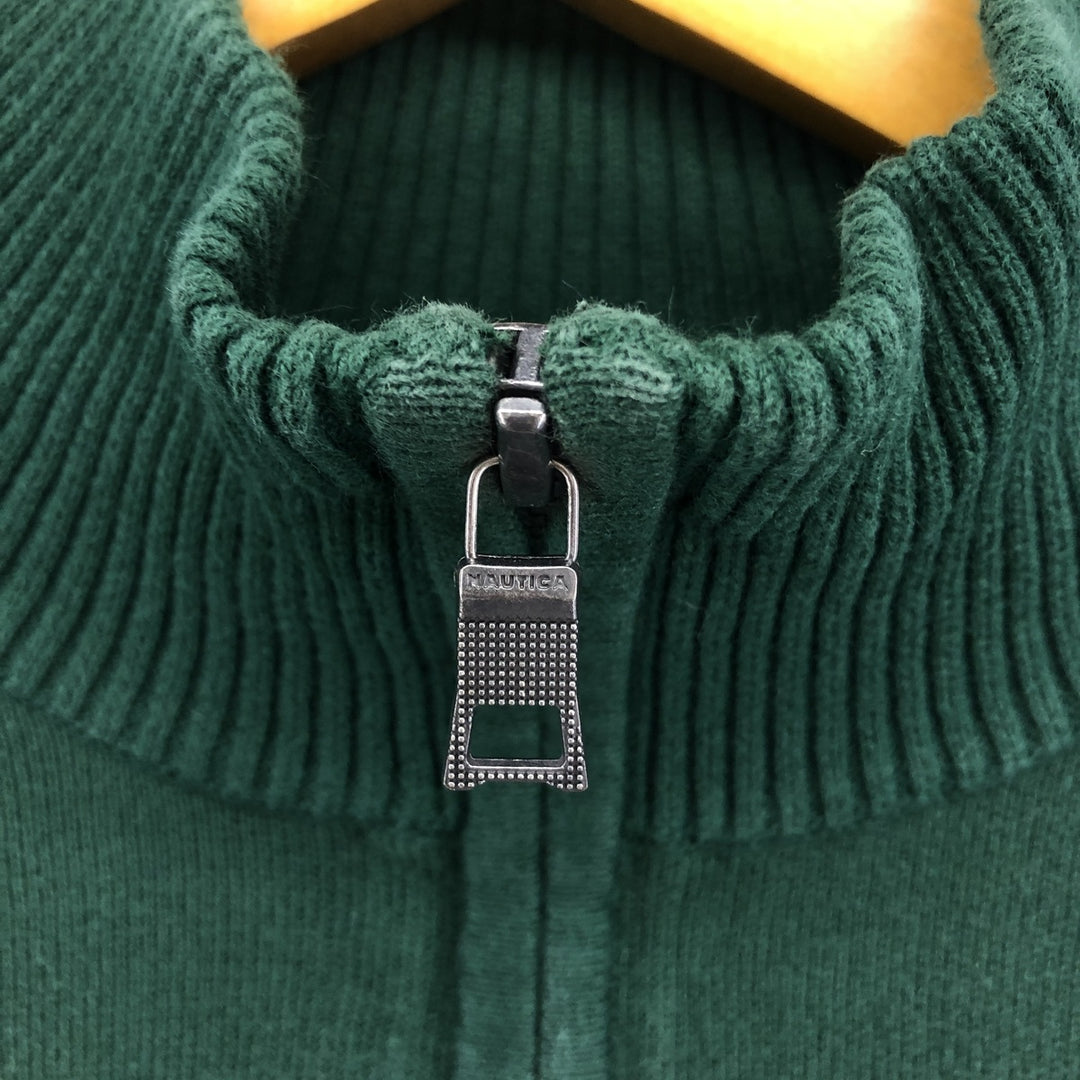 2000'S Nautica Striped Cotton Knit Half-Zip Sweater, Men's Size M cotton green type Vintage Second Hand