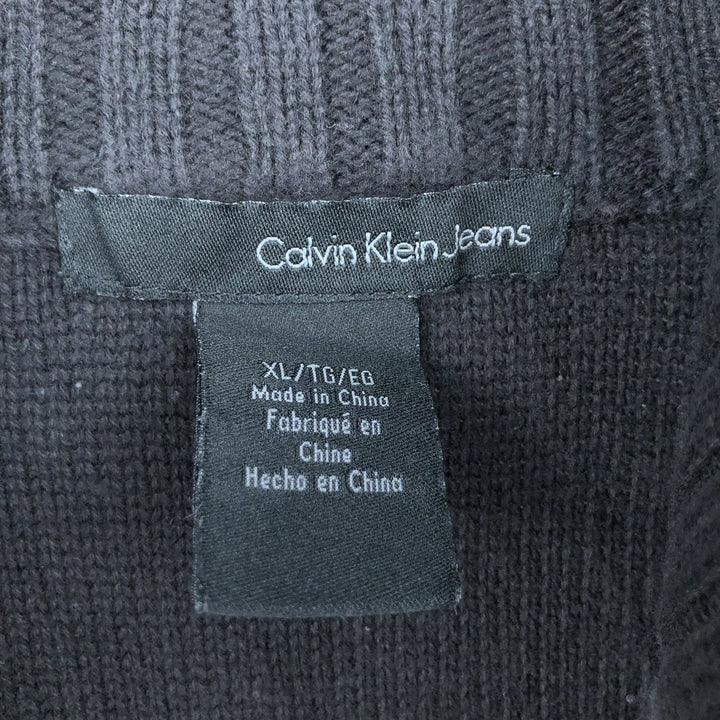 90s-00'S Calvin Klein Jeans Cotton Knit Half-Zip Sweater, Men's Size XL, Vintage cotton black type Vintage Second Hand