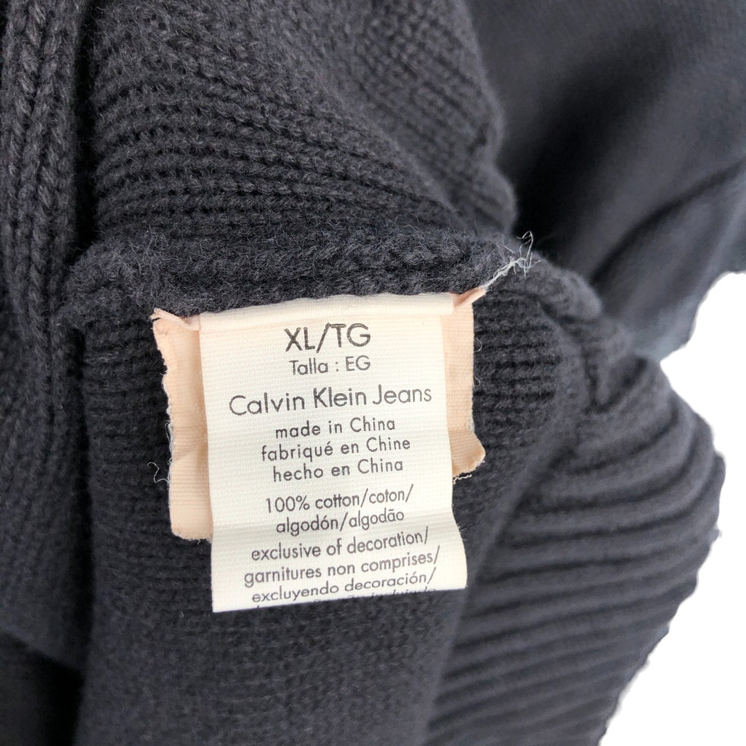 90s-00'S Calvin Klein Jeans Cotton Knit Half-Zip Sweater, Men's Size XL, Vintage cotton black type Vintage Second Hand