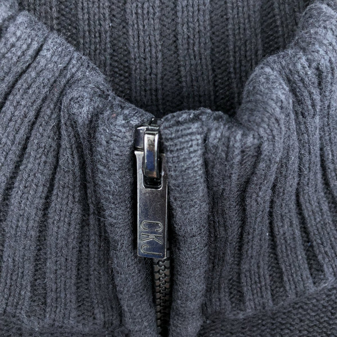 90s-00'S Calvin Klein Jeans Cotton Knit Half-Zip Sweater, Men's Size XL, Vintage cotton black type Vintage Second Hand