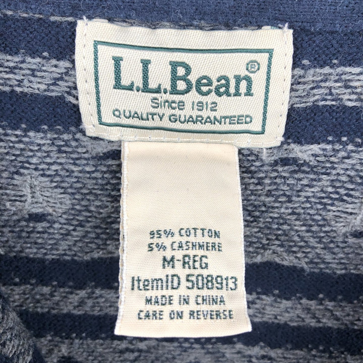 90s-00'S LLBean All-Over Print Cotton Knit Half-Zip Sweater, Men's Size Medium, Vintage cotton navy blue type Vintage Second Hand