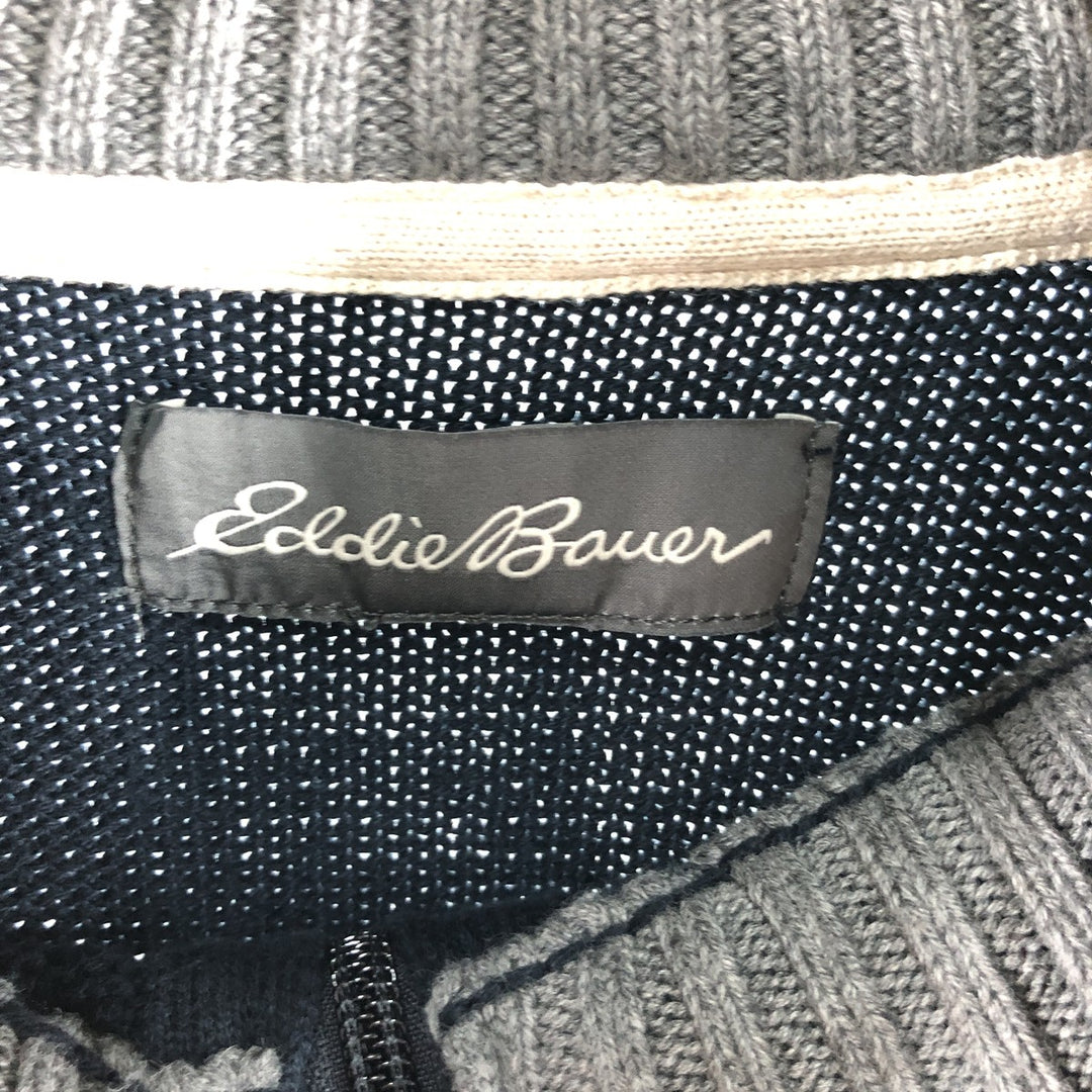 Eddie Bauer Cotton Knit Half Zip Sweater, Men's XL cotton navy blue type Vintage Second Hand
