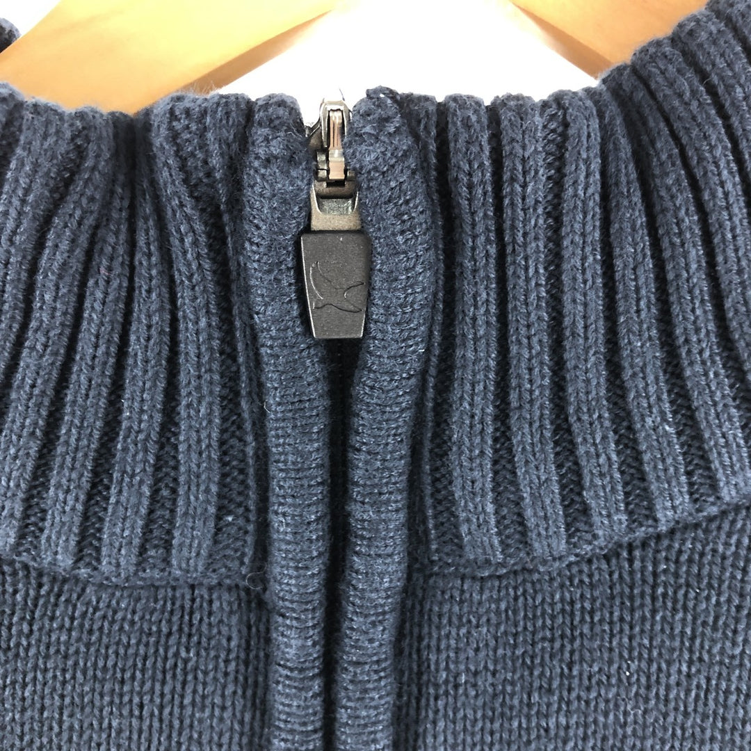 Eddie Bauer Cotton Knit Half Zip Sweater, Men's XL cotton navy blue type Vintage Second Hand