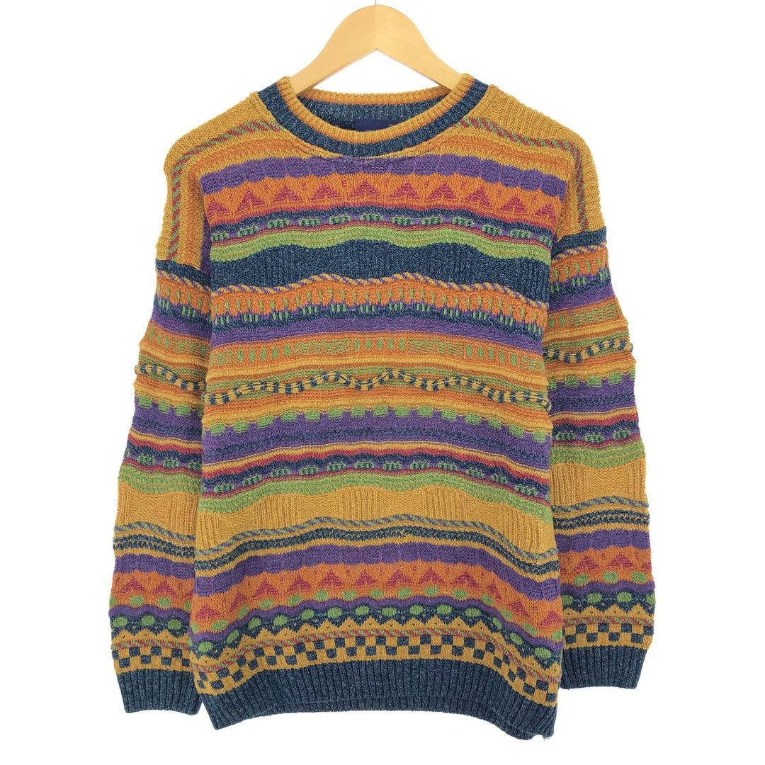 SWEATER SHOP All-Over Print 3D Knit Sweater Made in the UK, Men's Size Small acrylic multicolor Vintage Second Hand