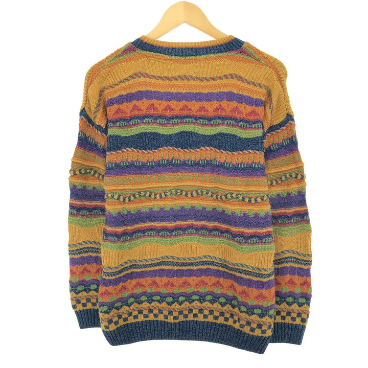 SWEATER SHOP All-Over Print 3D Knit Sweater Made in the UK, Men's Size Small acrylic multicolor Vintage Second Hand