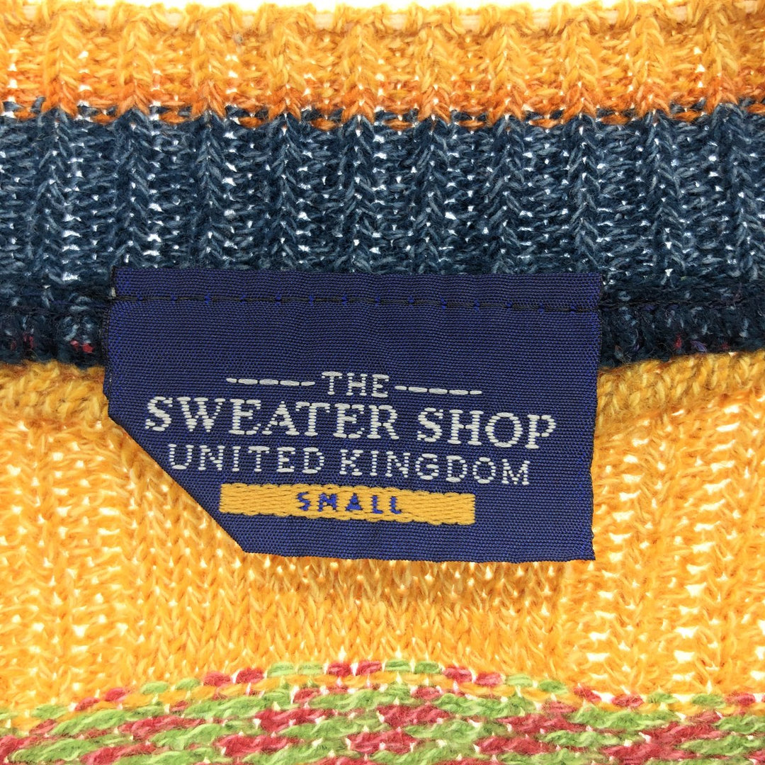 SWEATER SHOP All-Over Print 3D Knit Sweater Made in the UK, Men's Size Small acrylic multicolor Vintage Second Hand