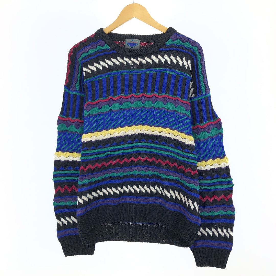 ETCHINGS All-Over Print 3D Knit Sweater, Men's Size L Lamy multicolor Vintage Second Hand