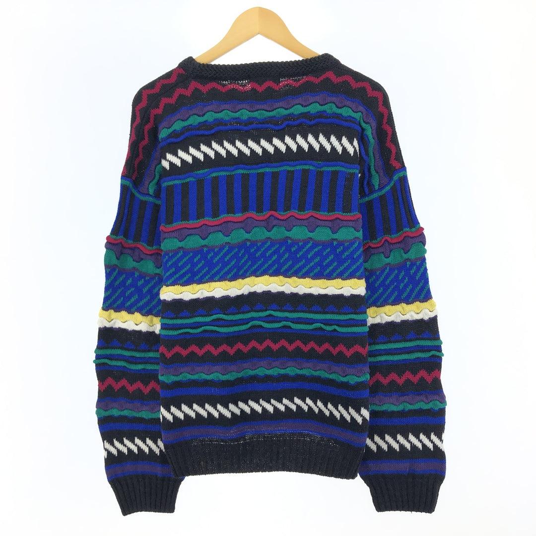 ETCHINGS All-Over Print 3D Knit Sweater, Men's Size L Lamy multicolor Vintage Second Hand